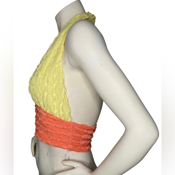 UNBRANDED Colorblock Multicolor 2-Way Versatile Criss Cross Y2K Halter Crop Top - Picture 13 of 14